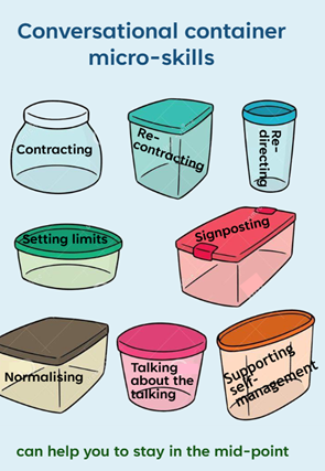 8 micro skills for practitioners to encourage behavioural change in men who use violence. Full text provided in Appendix 2.