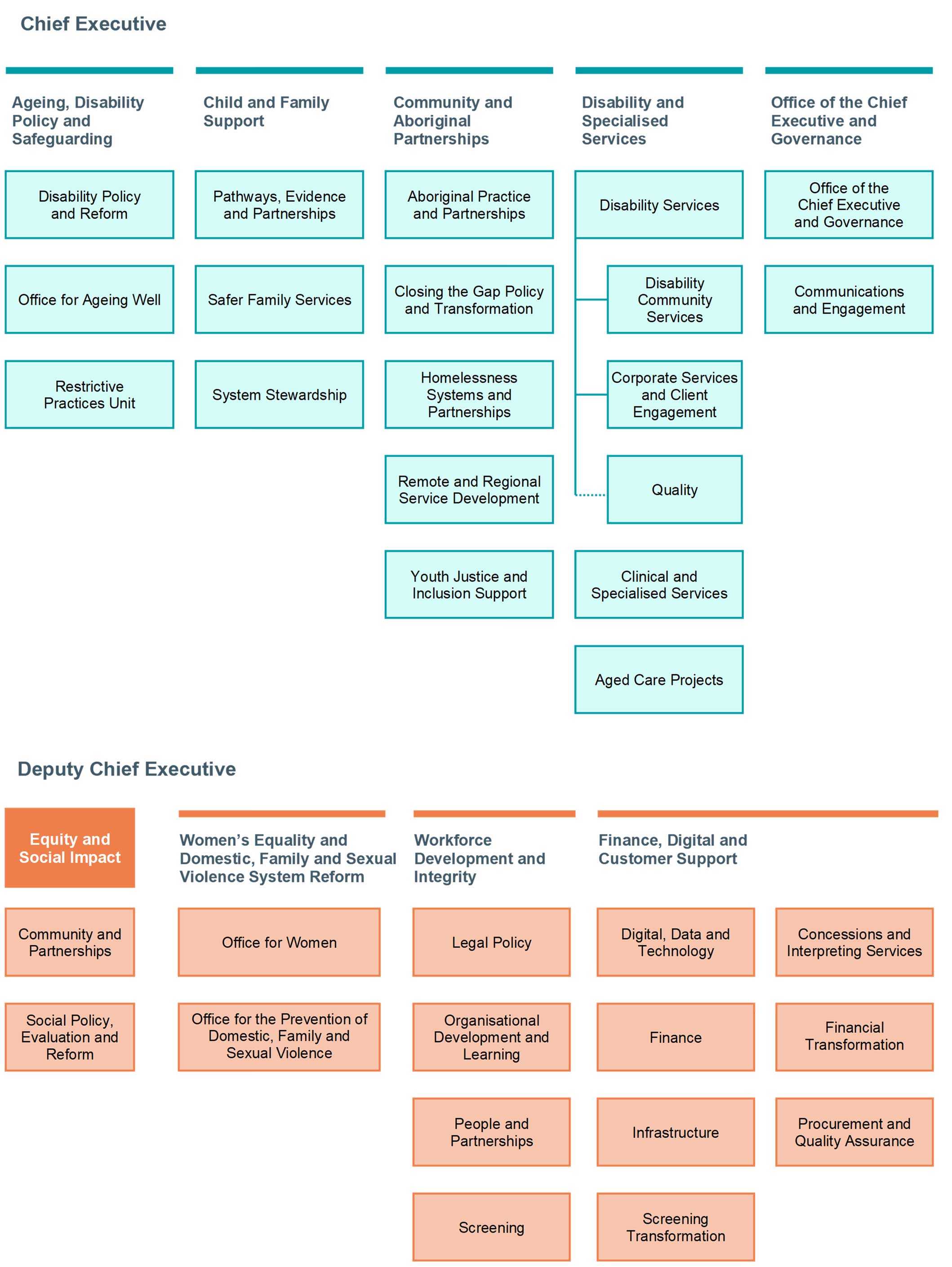 DHS organisational structure as at 30 June 2026. There is a link to a plain text description on this page.
